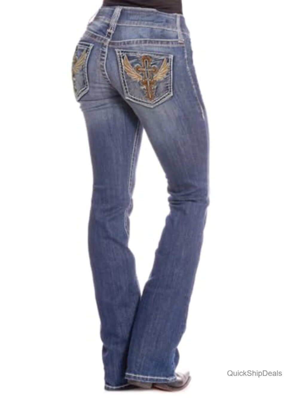 Women's Mid Rise Bootcut Jeans Stretch Denim Western BBL Lift